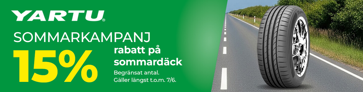 15% rabatt på sommardäck från Yartu