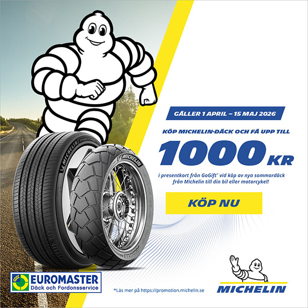 Köp 2-4 Michelin sommardäck – få upp till 1000 kr i presentkort