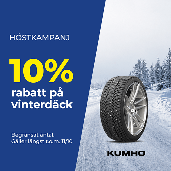 10% rabatt på Kumho vinterdäck