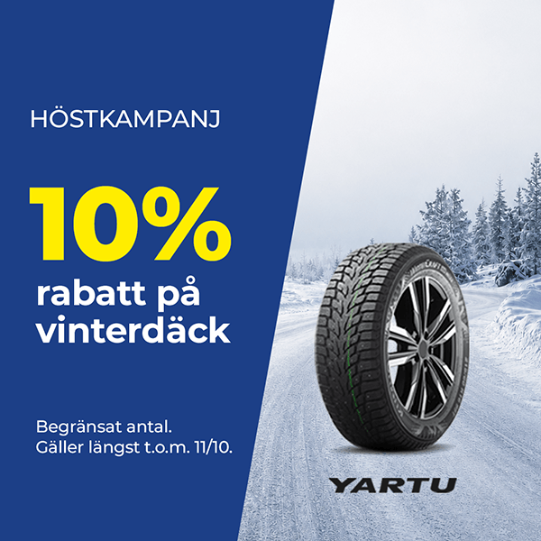 10% rabatt på Yartu vinterdäck