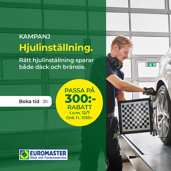 300 kr rabatt på hjulinställning