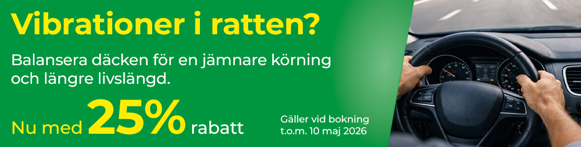 Däckbalansering – nu 25% rabatt