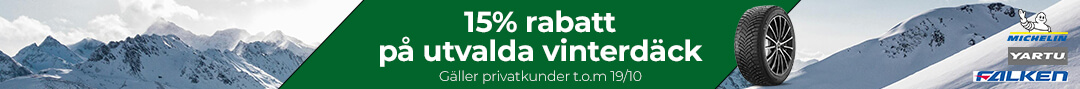 15% rabatt - Vinterdäck - Michelin, Falken, Yartu